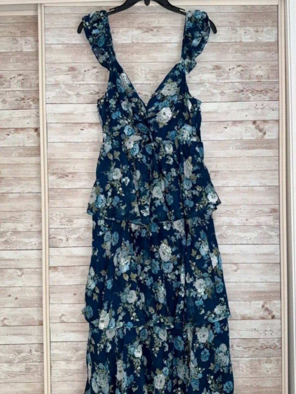Altar’d State Blue and White flowered dress with ruffles - Picture 2 of 6